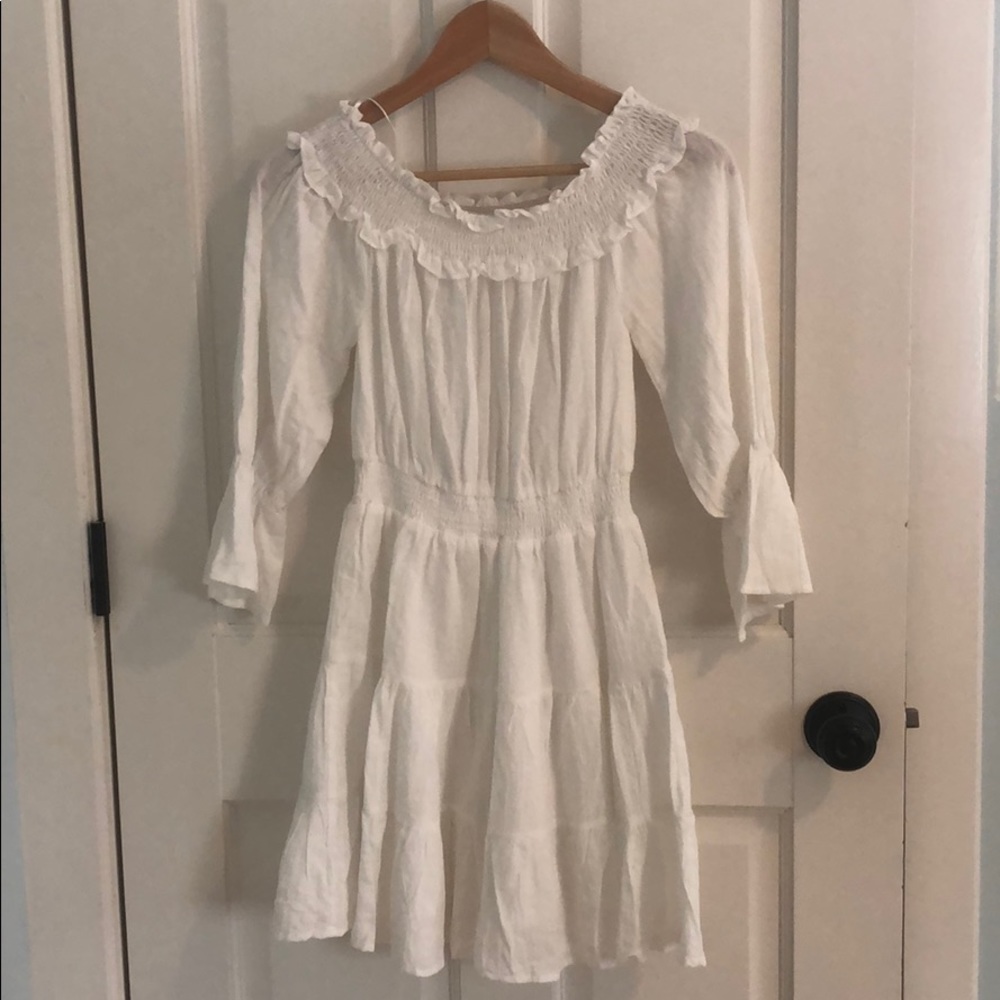 White off the should dress